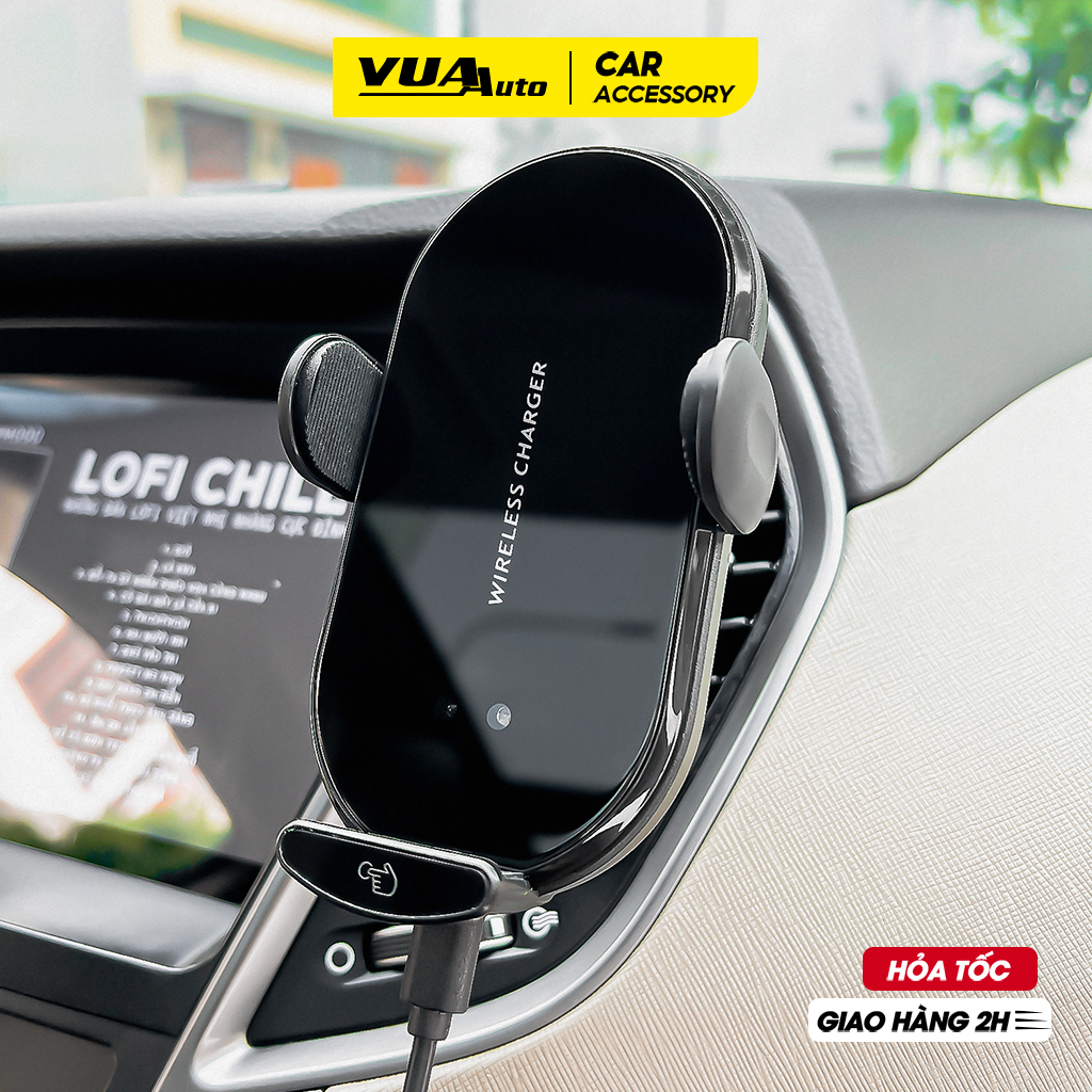 Giá đỡ điện thoại trên ô tô kèm sạc không dây kẹp tự động G1 VuaAuto gắn cửa khe gió điều hoà xoay 360 độ tiện lợi