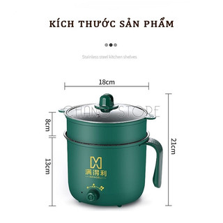 Nồi Lẩu Mini Shanban Vân Đá Chống Dính, Ca Nấu Mì 3 Lớp Cách Nhiệt
