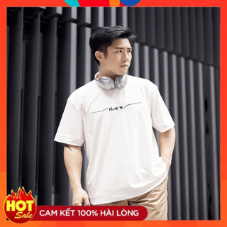 Áo thun trắng đen unisex form rộng nam nữ chữ kiều MAN vải dày mịn