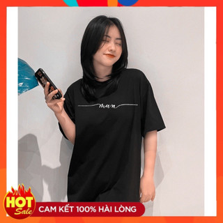 Áo thun trắng đen unisex form rộng nam nữ chữ kiều MAN vải dày mịn