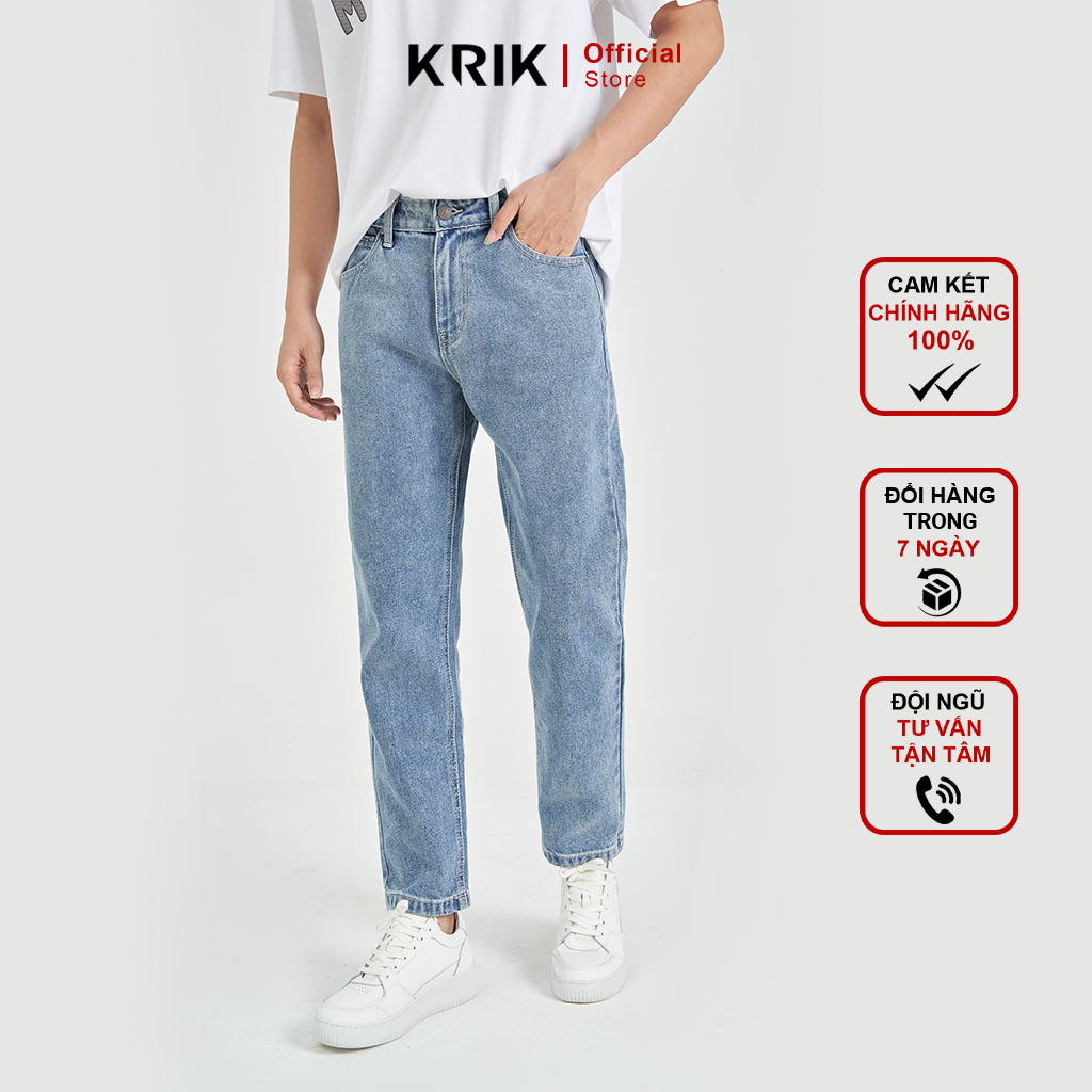 Quần Jeans Nam Local Brand KRIK Form Baggy Chất Liệu Cao Cấp Màu Xanh Sáng QJ6003