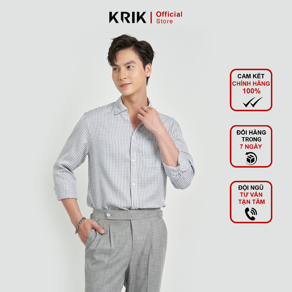 Áo Sơ mi Dài Tay Nam Local Brand KRIK Form Regular Cổ Đức Kẻ Sọc Trẻ Trung SD3027