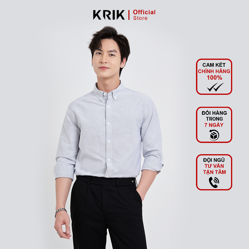 Áo Sơ mi Dài Tay Nam Local Brand KRIK Form Slimfit Kẻ Sọc Tinh Tế Trẻ Trung SD3046