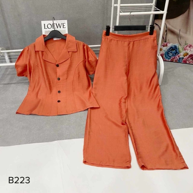 Đồ bộ nữ đũi tơ xước, Set bộ đũi tơ mềm mát áo cộc quần dài cổ vest sang chảnh, đủ size