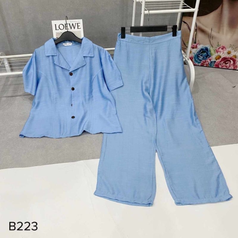 Đồ bộ nữ đũi tơ xước, Set bộ đũi tơ mềm mát áo cộc quần dài cổ vest sang chảnh, đủ size