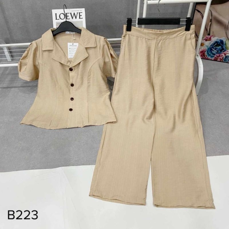 Đồ bộ nữ đũi tơ xước, Set bộ đũi tơ mềm mát áo cộc quần dài cổ vest sang chảnh, đủ size