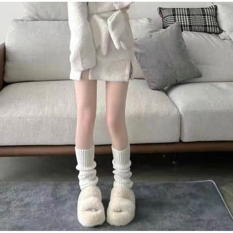 Vớ ống chân y2k lolita dệt kim đen trắng giữ ấm mua đông cao cấp Design By 3B phong cách tất vớ đùi Lolita dễ thương