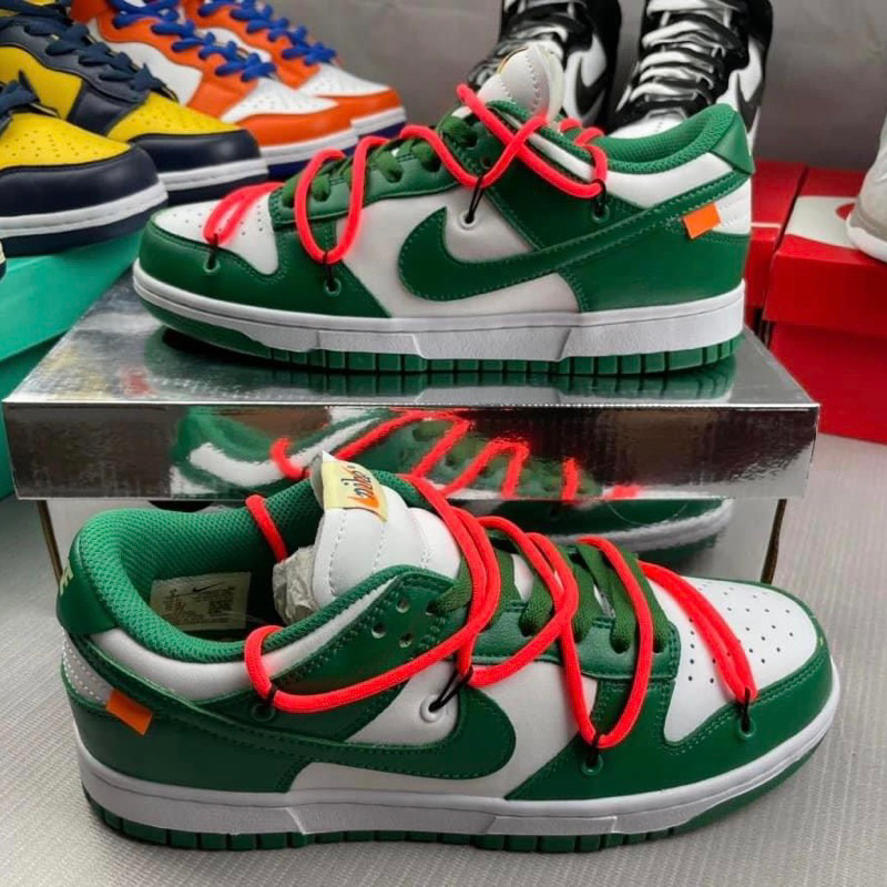 sb dunk low off white green