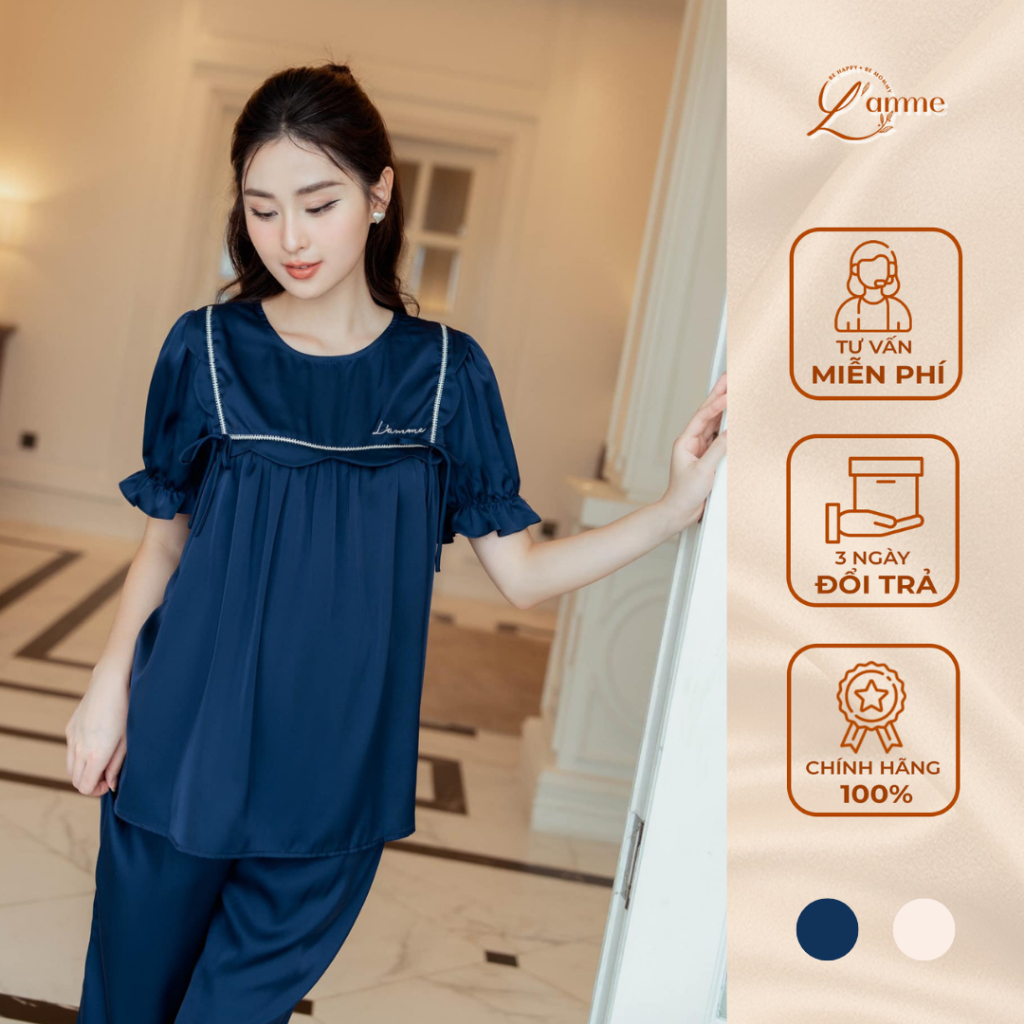 Bộ bầu mặc nhà SOA tay ngắn bo chun tinh tế sang trọng thiết kế bởi L’AMME