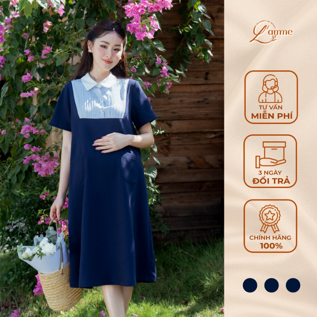 Váy bầu Rena dress thiết kế giả yếm kiểu dáng basic phù hợp mẹ bầu đi làm, đi chơi by L’amme