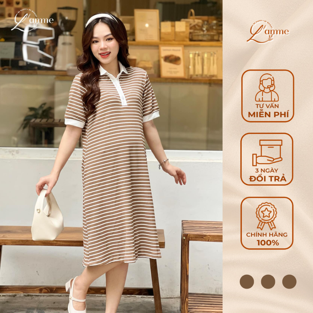 Váy bầu Dili Dress kiểu dáng polo trẻ trung chất liệu co giãn thoáng mát thiết kế bởi LAMME