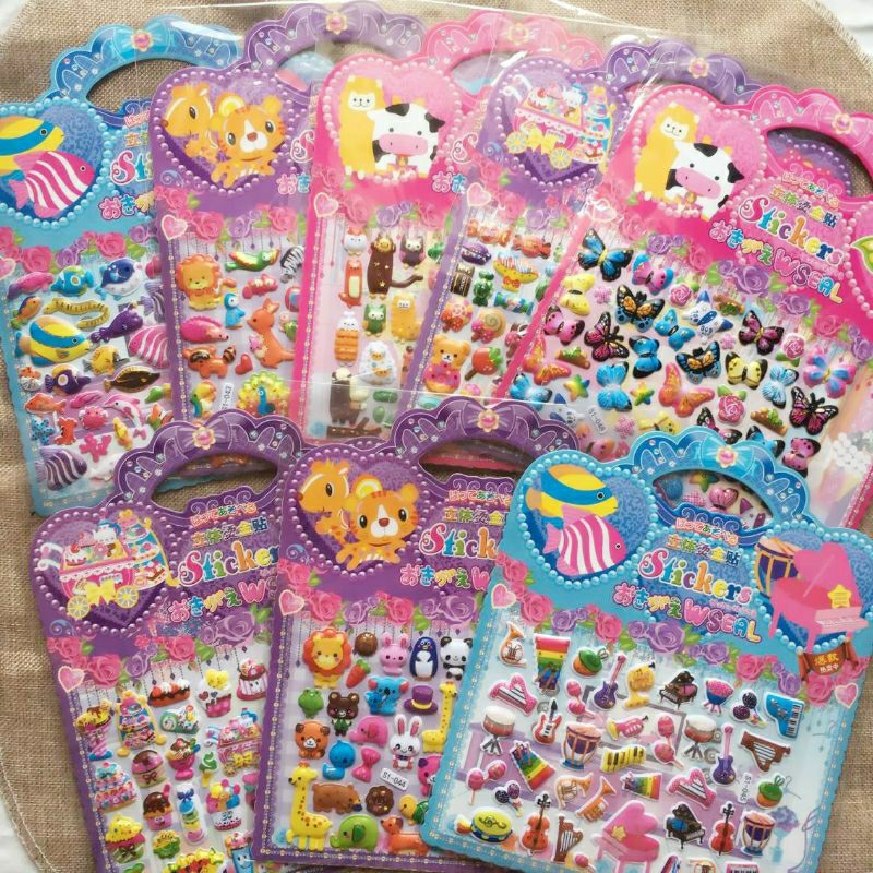 Sticker 3D nổi hình nhãn dán trang trí sách vở kệ giá sách, Tấm sticker ...