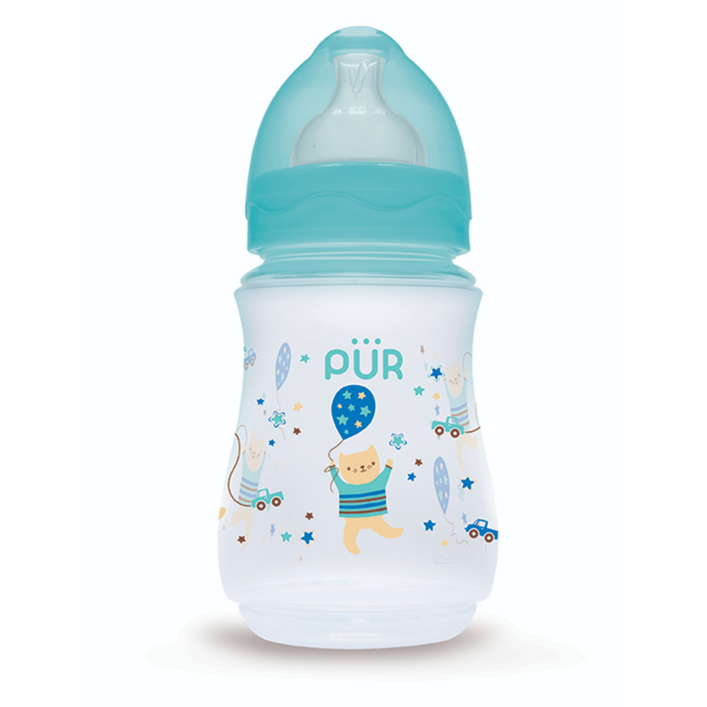 Ảnh Bình sữa cổ rộng đáy bầu Pur 250ml (có sẵn núm M cho bé 3-6th) 1