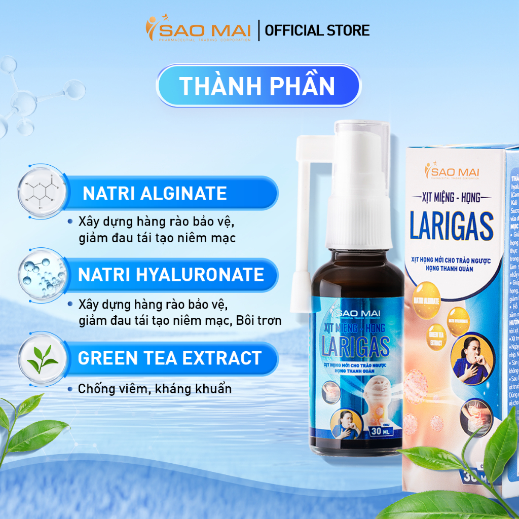 Combo 2 Xịt Miệng - Họng Larigas dành cho người trào ngược dạ dày thực quản và khàn tiếng 30ml