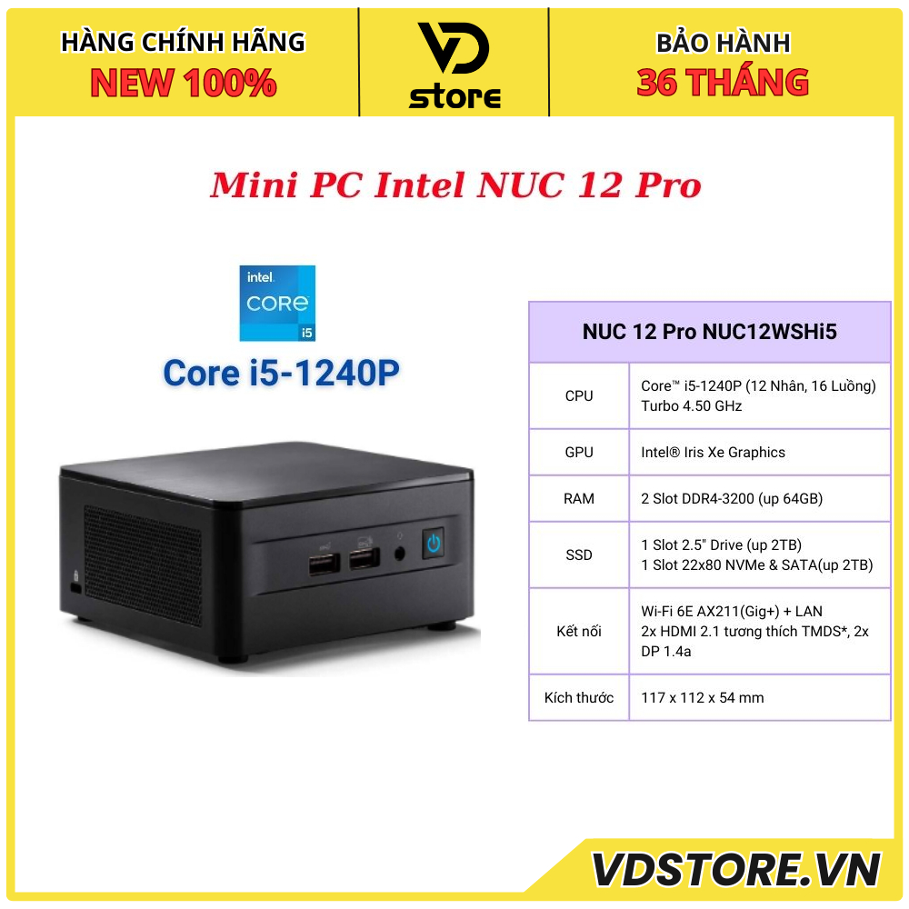 Máy Tính Intel NUC 12 Pro Kit I5-1240P (RNUC12WSHI50000) - Hàng Chính ...