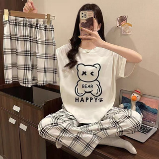 Bộ Đồ Ngủ Mặc Nhà 3 Món Cotton Mùa Thu Đông Họa Tiết Dễ Thương