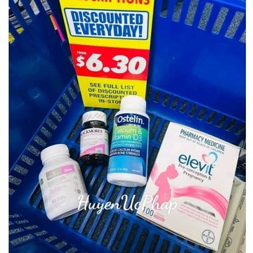 Combo Bầu Úc - Bộ Tứ Vitamin Bầu - Elevit bầu, Canxi Bầu, Sắt bầu, DHA bầu