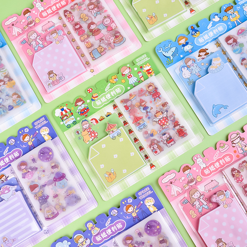 Sticker kèm note trang trí dễ thương K13 DIY sổ tay sáng tạo Bullet Journal scrapbook đồ đạc cá nhân