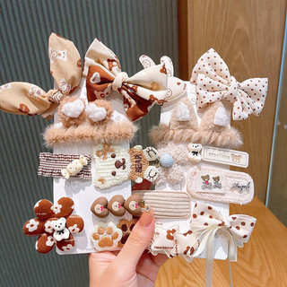 BỘ KẸP TÓC GẤU PHỐI NƠ 🌸FREESHIP🌸Set Kẹp Tóc Xinh Xắn Dành Cho Bé Gái
