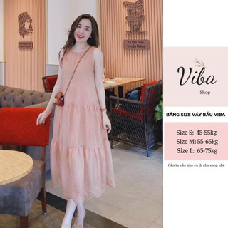 Váy bầu xinh [VB47] dự tiệc dáng babydoll màu da