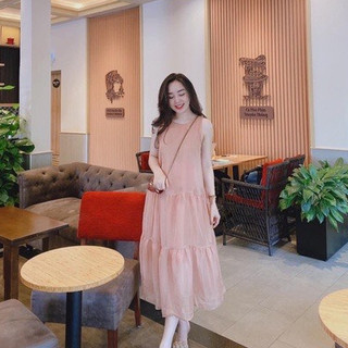 Váy bầu xinh [VB47] dự tiệc dáng babydoll màu da