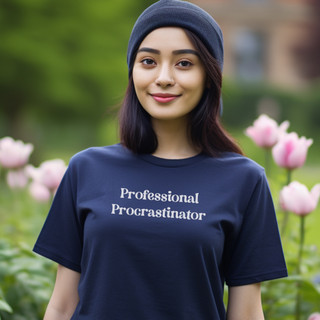 Áo thun cặp đôi unisex cotton 100% in chữ Professional Procrastinator