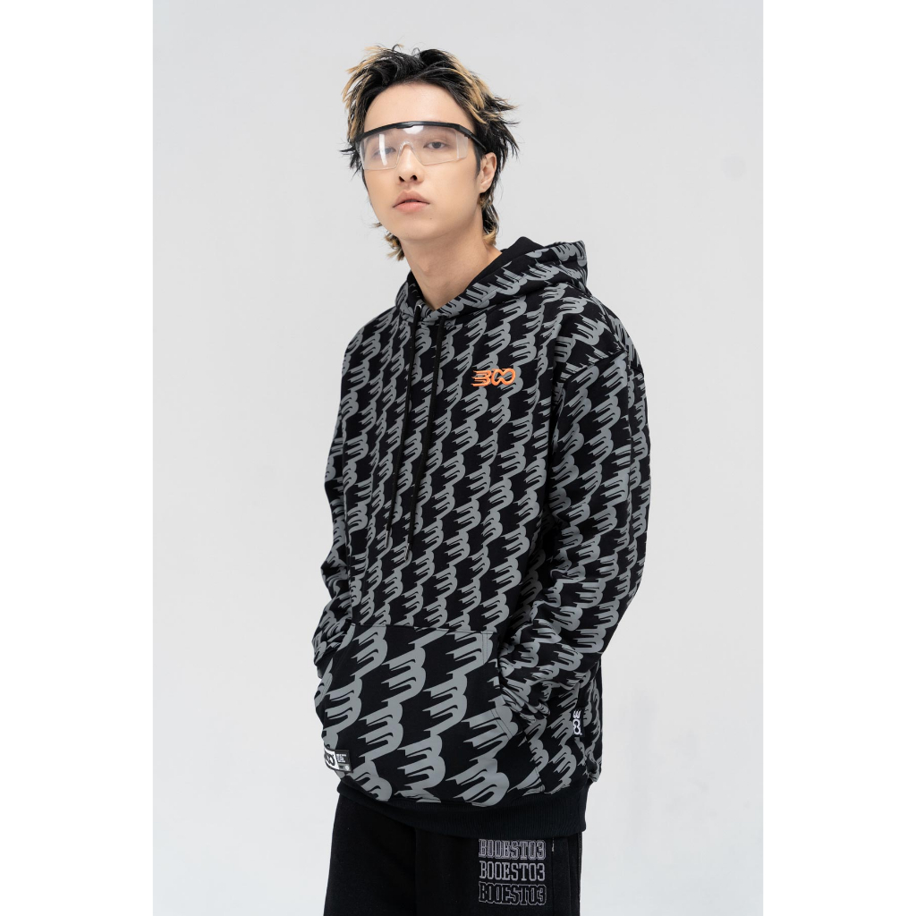 Áo Nỉ Mũ BOO Unisex In Tràn Họa Tiết logo BOO Essential Winter