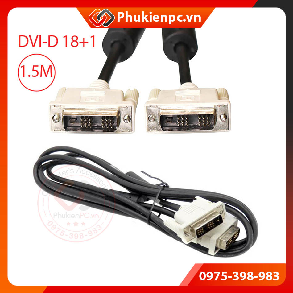 Dây cáp DVI-D to DVI-D 18+1 chân cắm dài 1.5M, hỗ trợ FullHD 1080P. Sử ...