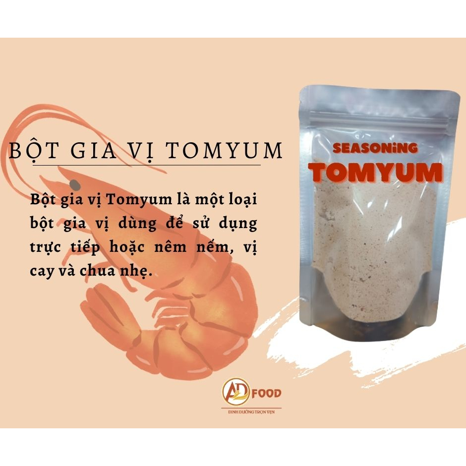 50g Bột gia vị Tomyum nấu lẩu Tomyum, dùng làm snack vị tomyum