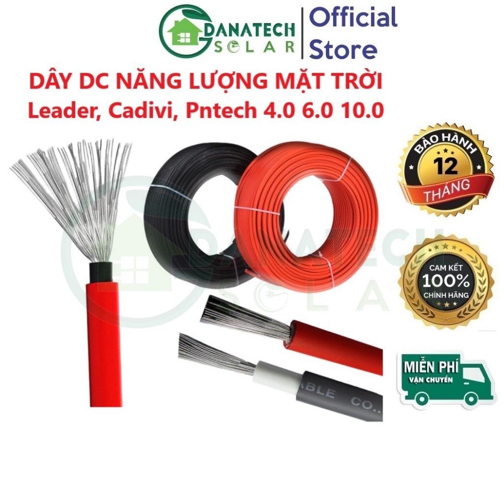 Dây DC năng lượng mặt trời cao cấp 2 lớp vỏ chống cháy Leader Cadivi Thịnh phát 4.0mm2 và 6.0mm2
