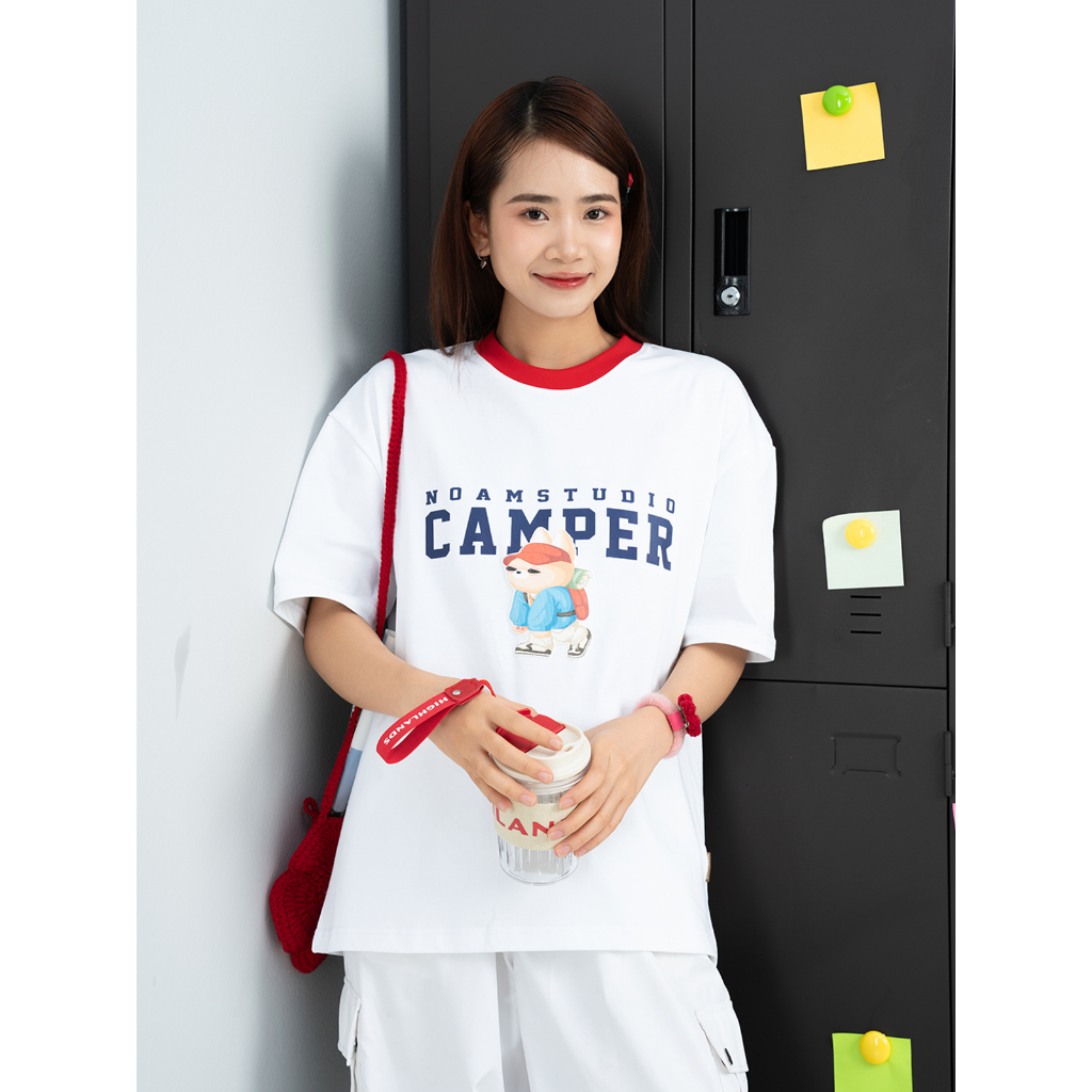 Ảnh Áo thun Form rộng NOAM Camper Unisex 100% Cotton - Màu đen/trắng 2