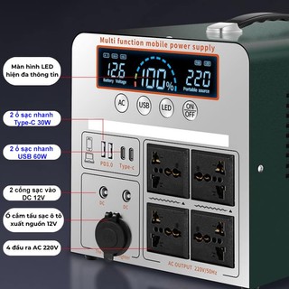 Ảnh 5 – Trạm Phát Điện 220V - Trạm Sạc Dự Phòng Công Suất Lớn - Lưu Điện - Tích Điện - Di Động (có thể sạc năng lượng mặt trời)