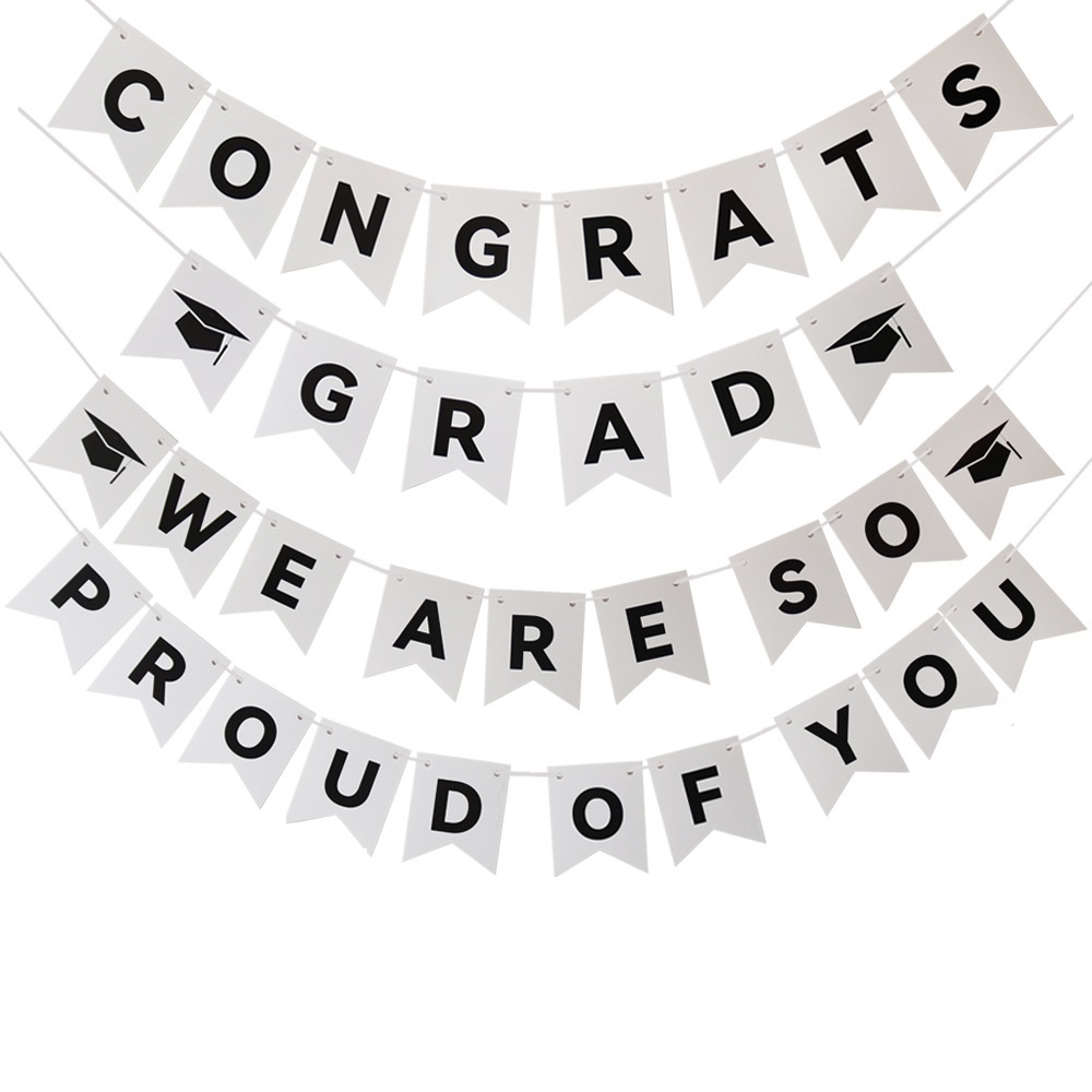 Dây treo chữ tốt nghiệp, congrats, graduation bằng giấy trắng đen, gold ...