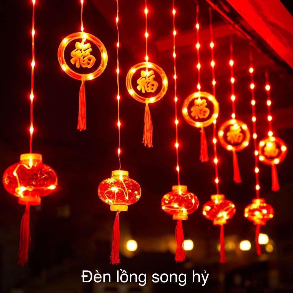 Dây Đèn Led Rèm Lồng Đèn Đỏ Lớn - Nhỏ May Mắn Trang Trí Noen _lễ Tết ...