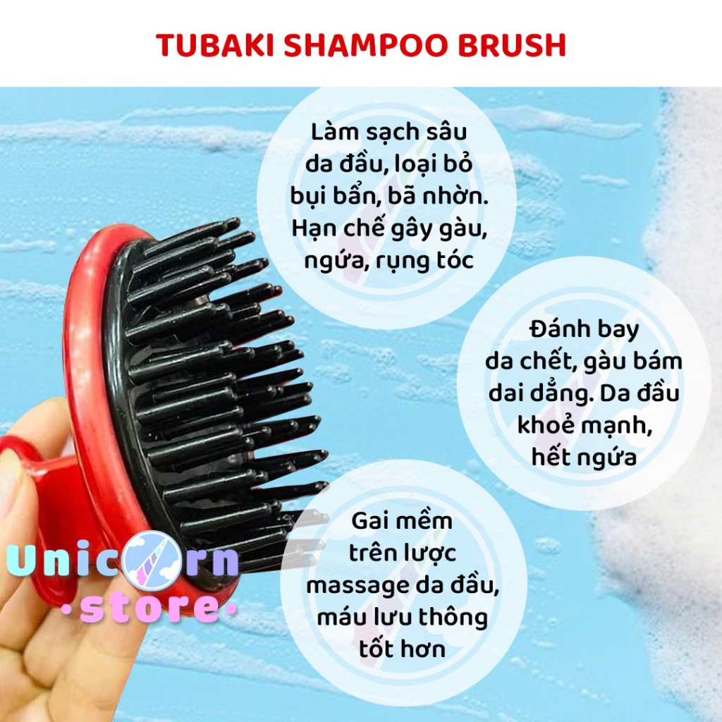 Lược Gội - Massage Da Đầu Tubaki Shampoo Brush Nhật Bản 8cm