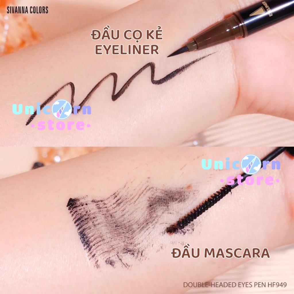 Bút Kẻ Mắt Chống Nước Kèm 1 Đầu Mascara Sivanna Colors Double-Headed Eyes Pen HF949 (Bản Giới Hạn)