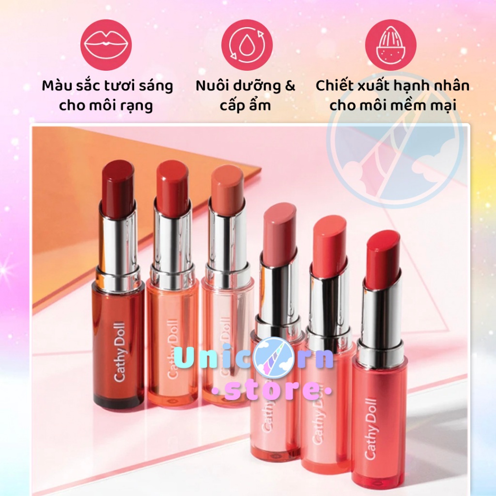 Son Thỏi Dưỡng Có Màu Sắc Bóng Và Mịn Môi Cathy Doll Wanna Shine Lipstick 3g