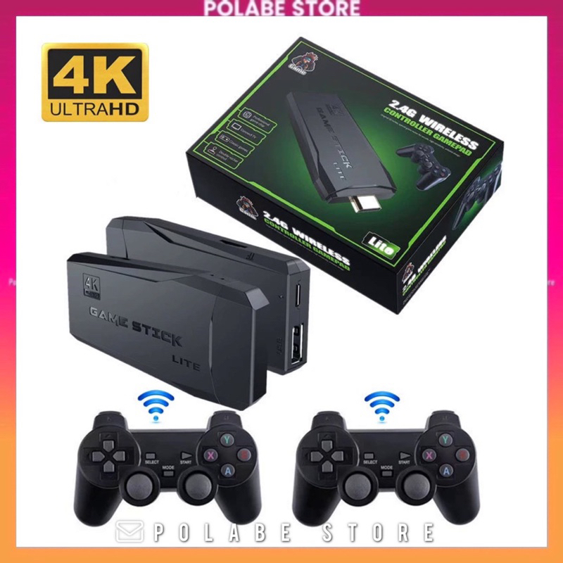 Game Stick 4K Máy Chơi Game 4 nút Không Dây giả lập Playstation Ps 1 ...