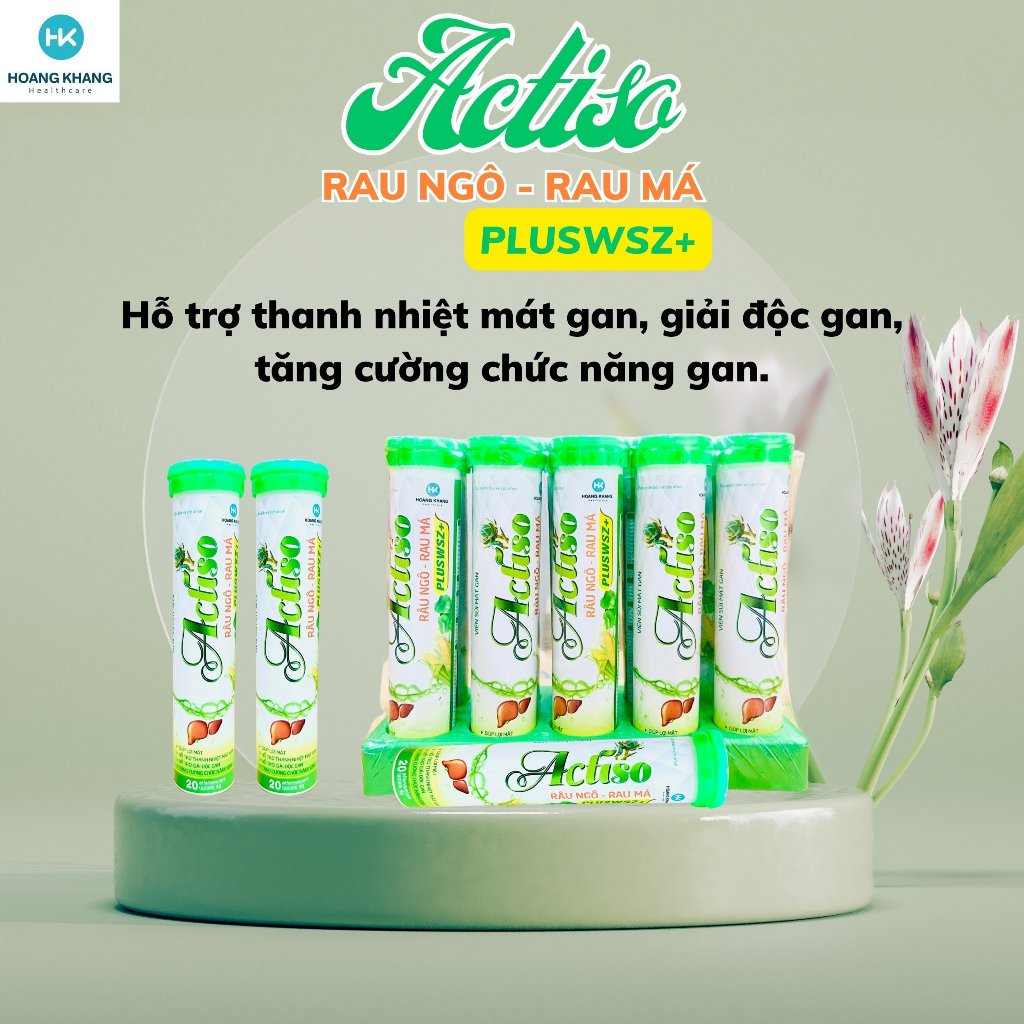 Viên sủi mát gan ACTISO - Râu ngô Rau má hỗ trợ thanh nhiệt, mát gan hỗ ...