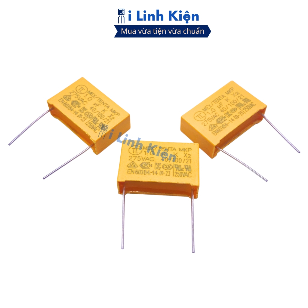 Combo 5 Tụ lọc nguồn AC 275V 1uF chân 22mm chính hãng ilinhkien.