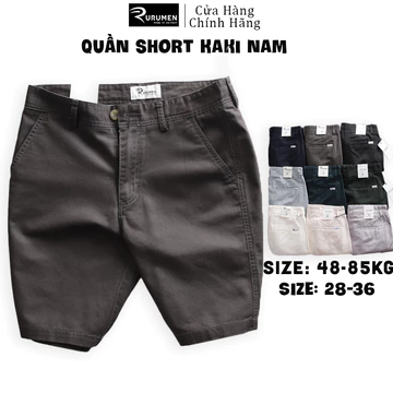 Quần Short Nam Kaki Vnxk - Quần Sọt Nam Rurumen - Quần Ngắn Nam Big Size - Quần Short Kaki Nam Màu Trắng, Đen, Xám, Kem
