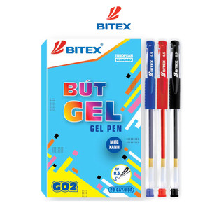 Bút Gel Bitex G02 mực xanh, mực đỏ, mực đen, ngòi 0.5mm không chảy mực (1 cây)
