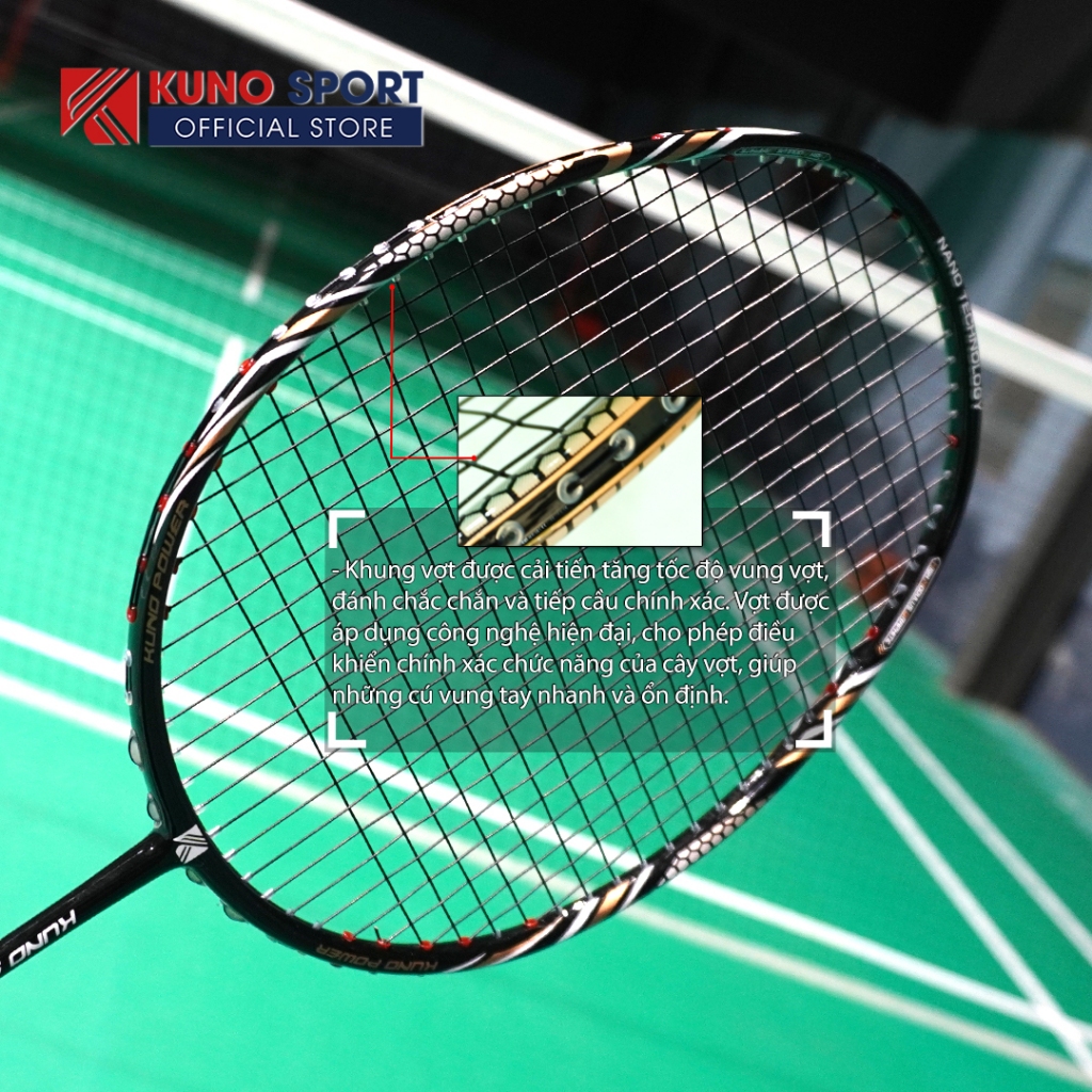 Ảnh Vợt cầu lông KUNO Smart T993 full carbon thiên công, trọng lượng 4u, công nghệ chống rung chống xoắn - Căng Sẵn 11kg 3