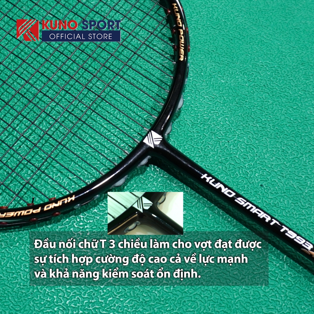 Ảnh Vợt cầu lông KUNO Smart T993 full carbon thiên công, trọng lượng 4u, công nghệ chống rung chống xoắn - Căng Sẵn 11kg 4