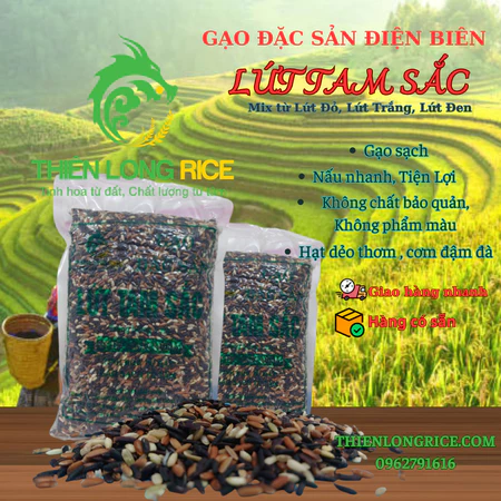 Gạo Lứt Tam Sắc Dẻo Điện Biên 1 Kg Hàng Loại 1