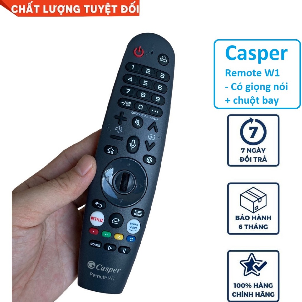 Điều khiển tivi Casper giọng nói Hàng chính hãng, Remote tv casper W1 ...