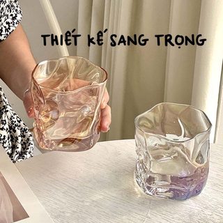 Cốc thủy tinh màu vàng hổ phách, ly thủy hình kim cương