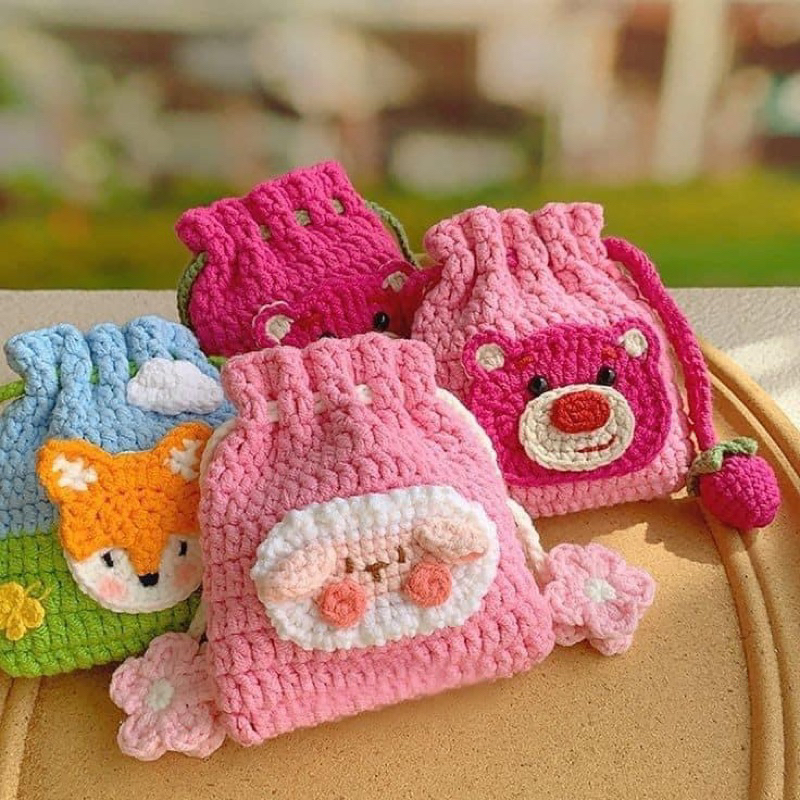 Túi rút len handmade đựng thẻ và đồ cá nhân by From June | Shopee Việt Nam