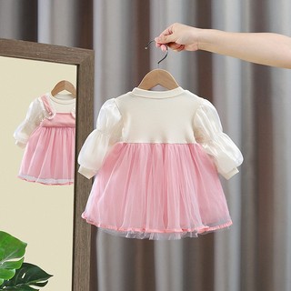 (2-3T) Váy công chúa bé gái tay phồng dài tay Váy bé gái dạng yếm phong cách Hàn D903