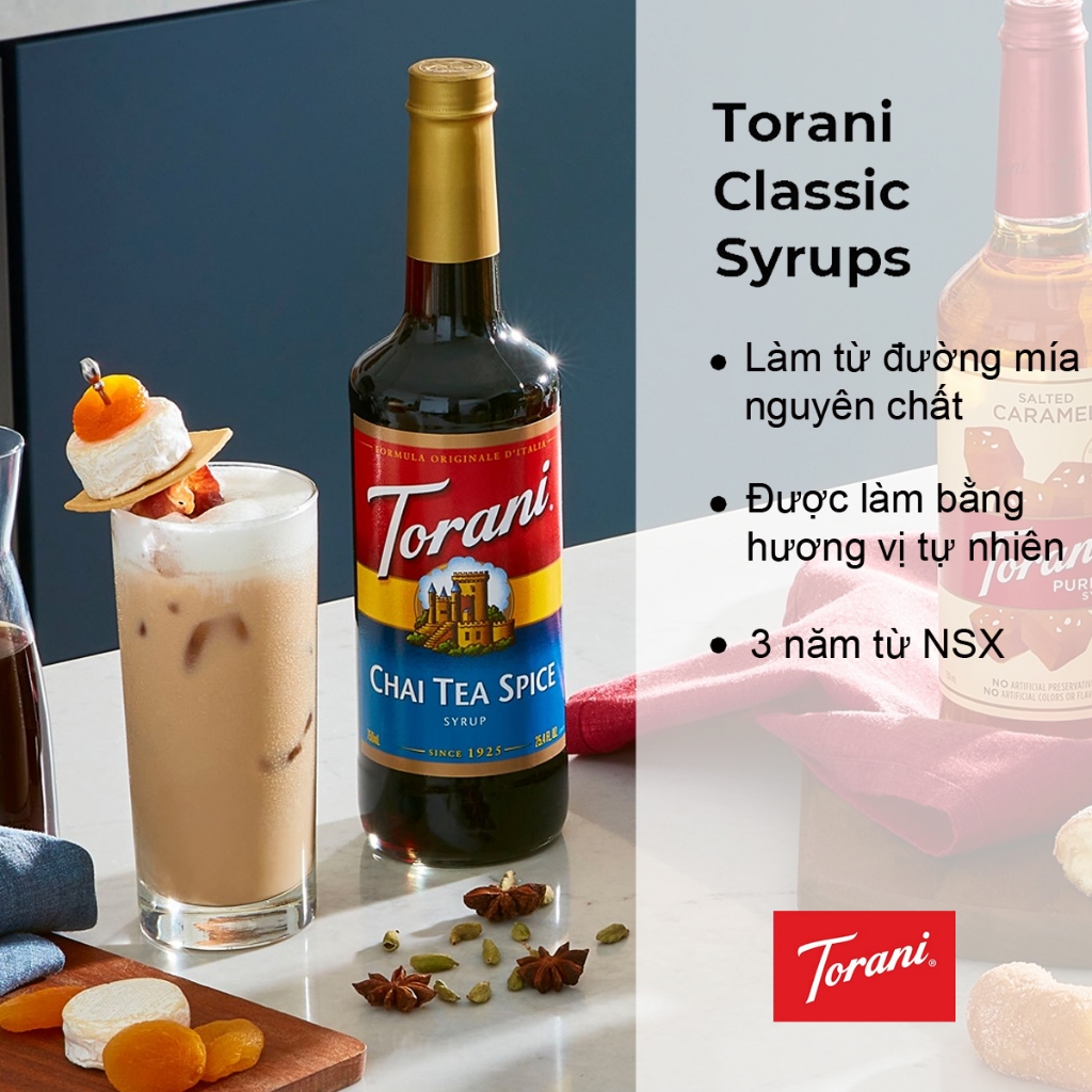 Siro Pha Chế Vị Trà Chai Torani Classic Chai Tea Spice Syrub 750ml Mỹ